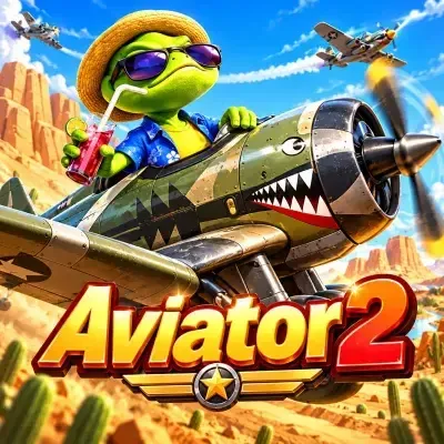 Aviator 2 crash game poster: a sleek plane climbing through bright skies at Yaarwin