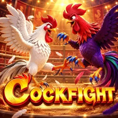 Cockfight betting poster: two roosters facing off in an arena at Yaarwin