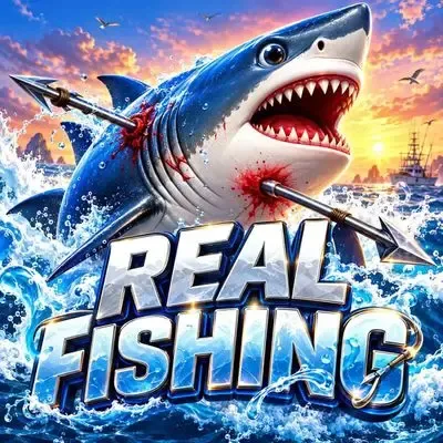 Real Fishing poster: a realistic lake scene with fish beneath the surface at Yaarwin