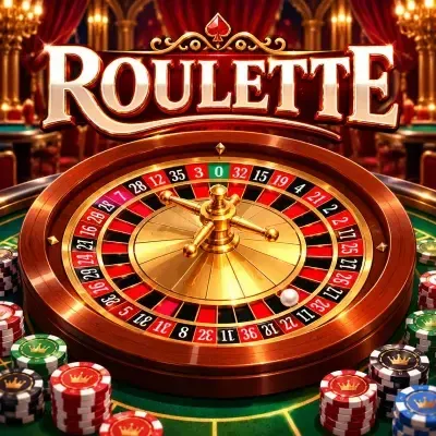 Roulette game poster: a spinning roulette wheel and betting table at Yaarwin