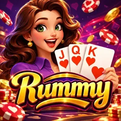 Rummy card game poster: a fanned hand of cards forming sequences at Yaarwin