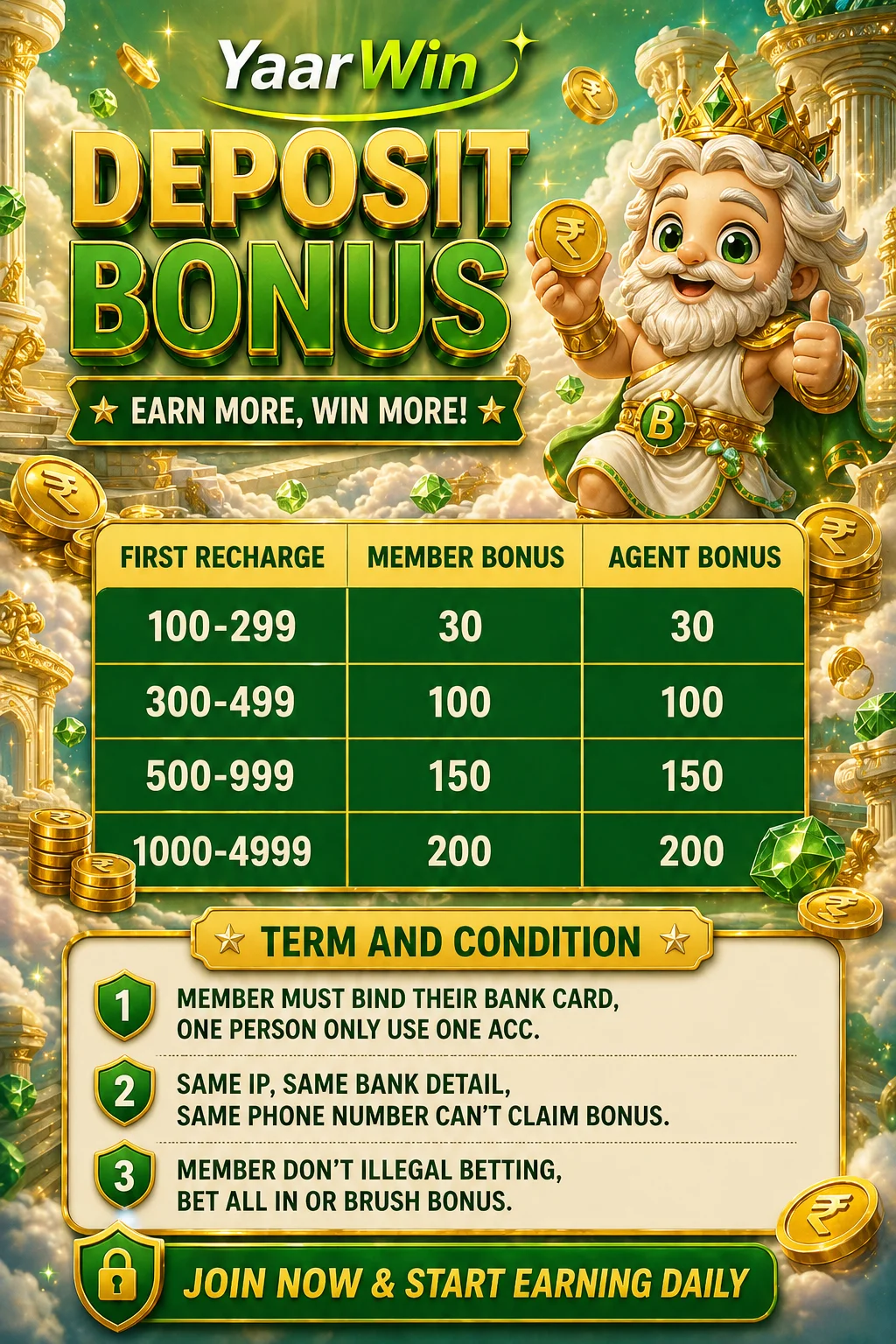 Yaarwin deposit bonus rewards and promotion guide for users